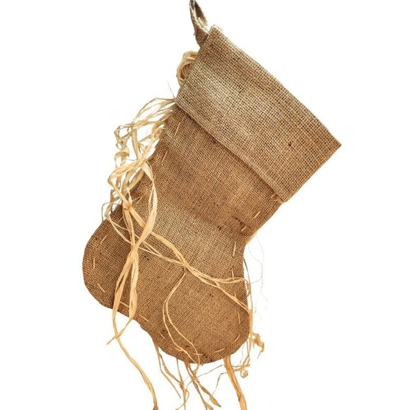 Burlap Christmas Stockings Set Of 2 16" Long Rustic Country Western DIY Crafts - Picture 5 of 10